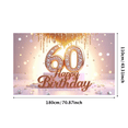 thumbnail image 3 of Rose Gold Theme Happy Birthday Banner Diamond Number Festive Design Milestone Celebration Banner for 60th Birthday Indoor Outdoor Party, 3 of 7