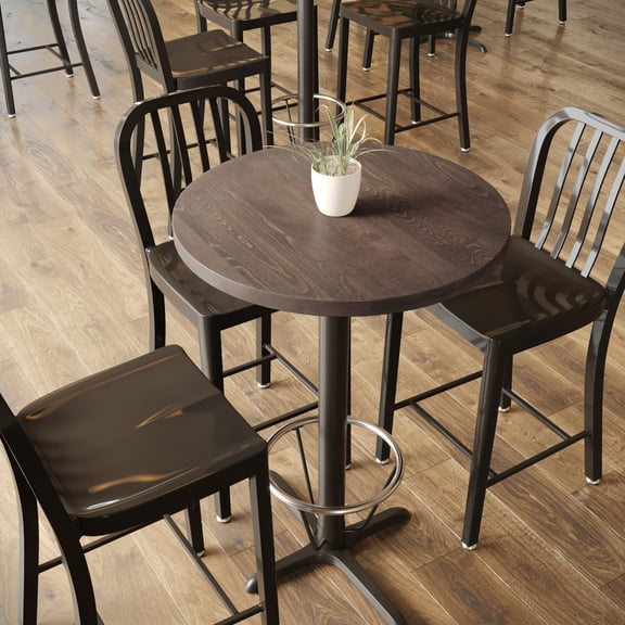 Flash Furniture 30 Inch Round Solid Wood Indoor 1.5 Inch Thick Rectangular Tabletop in Dark Brown