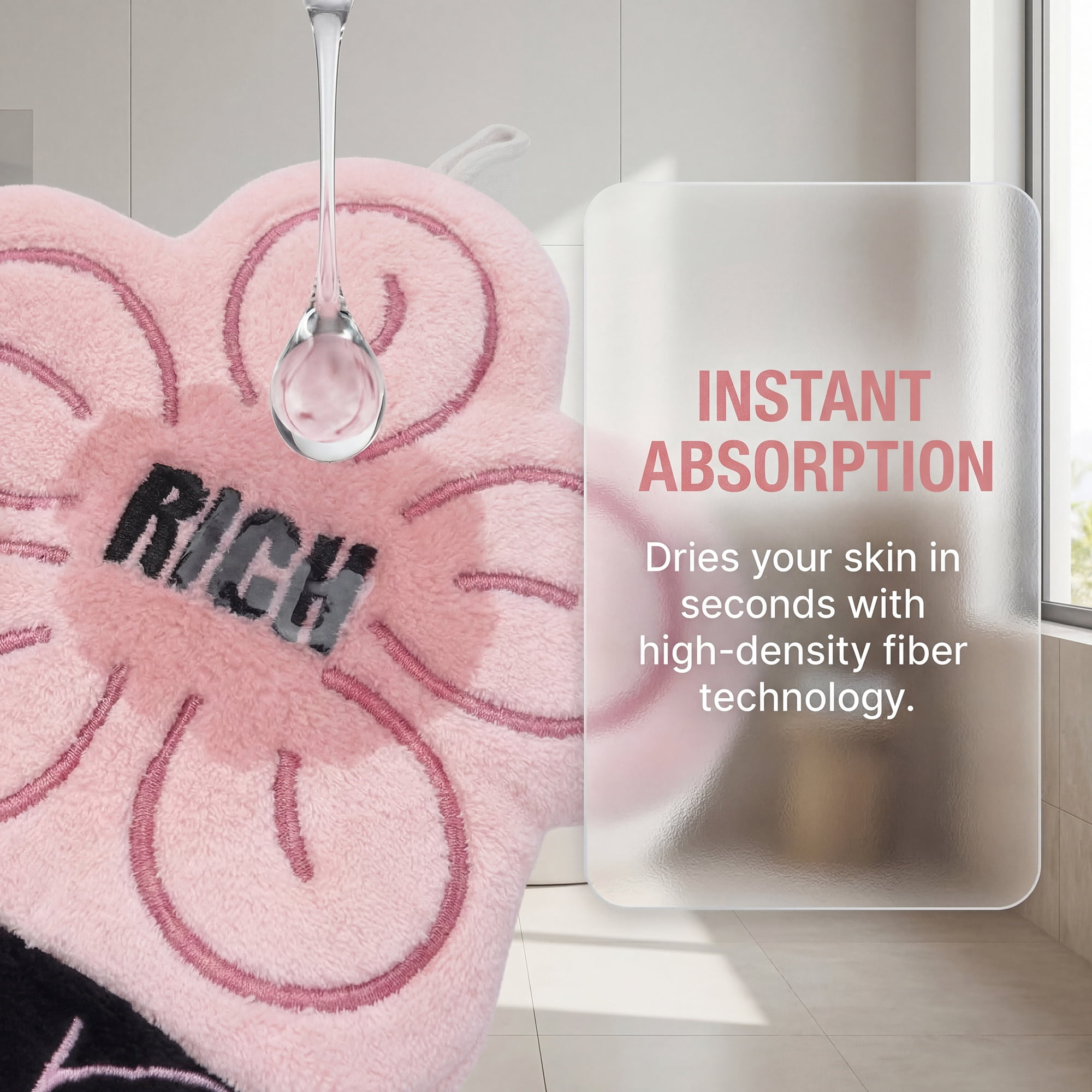 Unique Bargains Flower-Shaped Hanging Hand Towels Pink 1pc