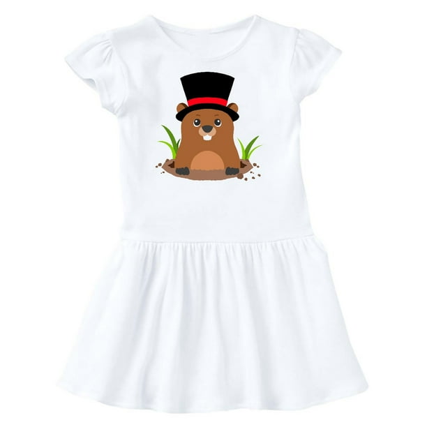 INKtastic Groundhog Day with Groundhog in Top Hat Toddler Dress