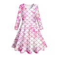 thumbnail image 4 of Girls' Scale Print Dress Long Sleeve Sparky Sequin Slim Fit Dress Shiny Party Princess Dress for Kid Fantasy Theme Birthday Outfit,Pink,XL, 4 of 5