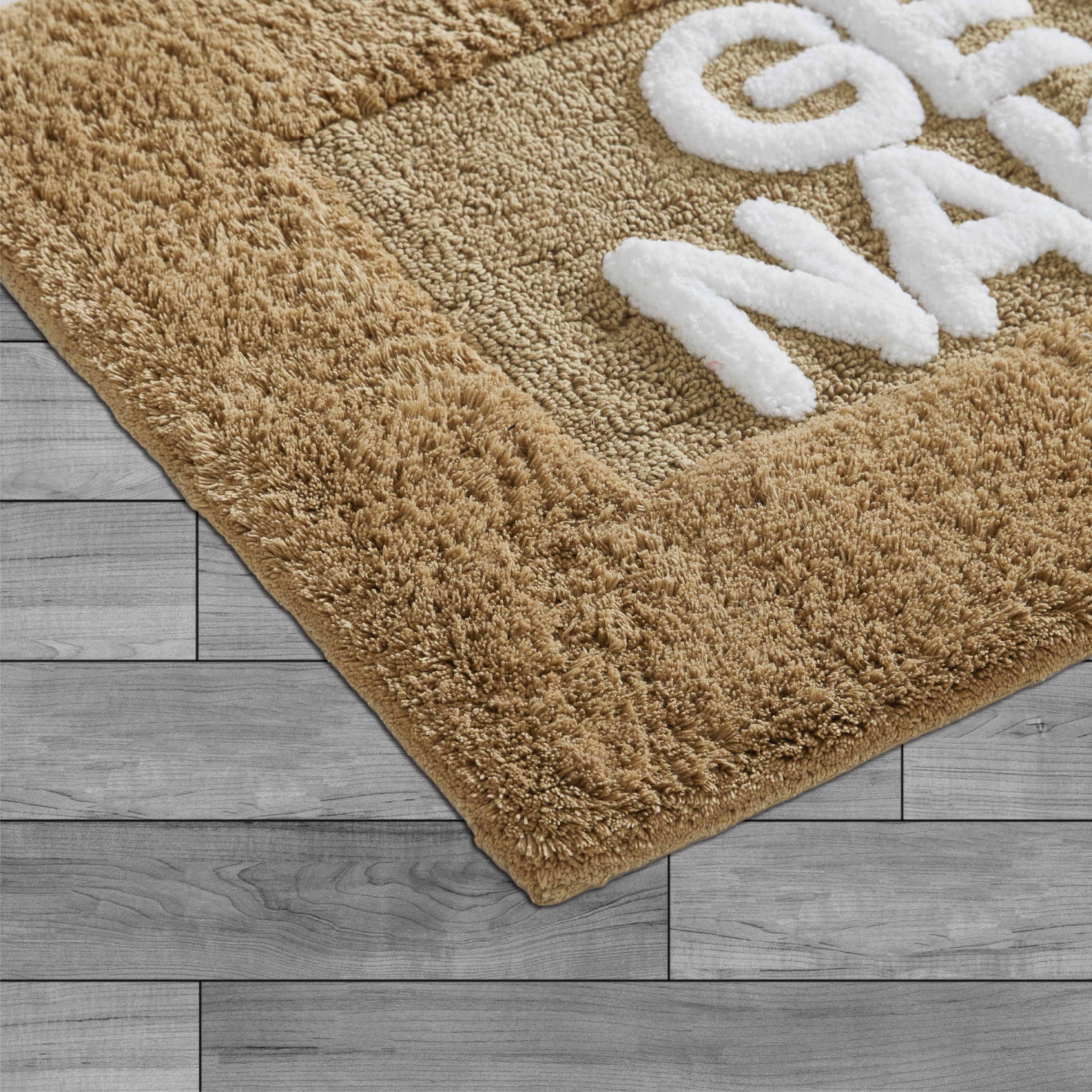 Jean Pierre "Get Naked" 21"x34" Cotton Bath Rug, Linen