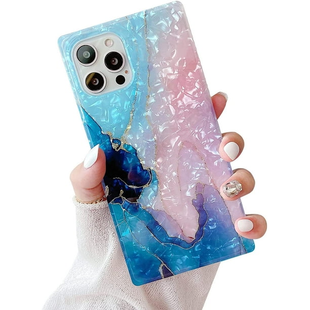 Compatible With Iphone11 12 Case Square Marble Slim Soft Silicone Protective Shockproof Glitter Sparkle Bling Cute Phone Case Case For Women Girls For Iphone 12 12pro 6 1 Blue Walmart Com