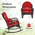 thumbnail image 3 of Gymax 2 Pcs Chaise Berçante en Osier avec Coussins de Siège et Dossier Rouges & Coussin Lombaire Balcon Patio, 3 of 5