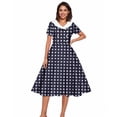 thumbnail image 5 of Iyufng Women's Checkered Printed Dresses Hepburn-Style Dress Fitted Waist Button-Down Dress, 5 of 6