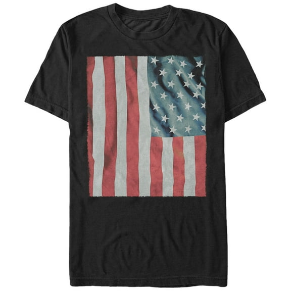 Men's Lost Gods Fourth of July Waving American Flag Graphic Tee Black Large