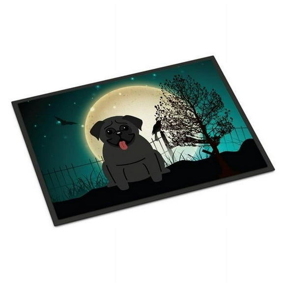 Carolines Treasures BB2196JMAT Halloween Scary Pug Black Indoor or Outdoor Mat, 24 x 0.25 x 36 in.