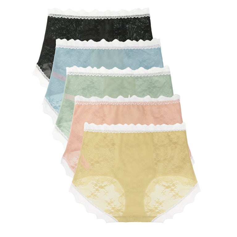 Unique Bargains Women's High Waisted Lace Cotton Underwear Soft Panties  Multipack 