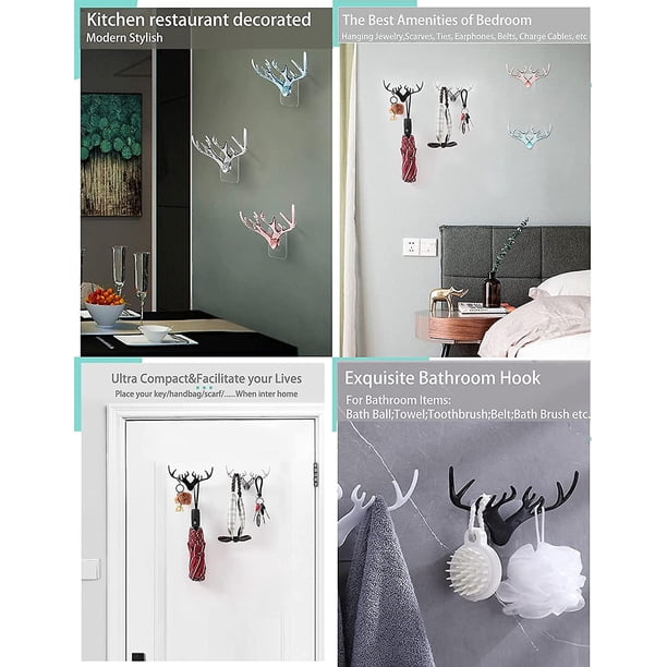 Gancho de asta de ciervo Tal, gancho para llave, gancho adhesivo para pared, gancho para puerta de ba?o, gancho para cepillo de dientes, gancho multifunción para decoración del hogar, 4 Uds.