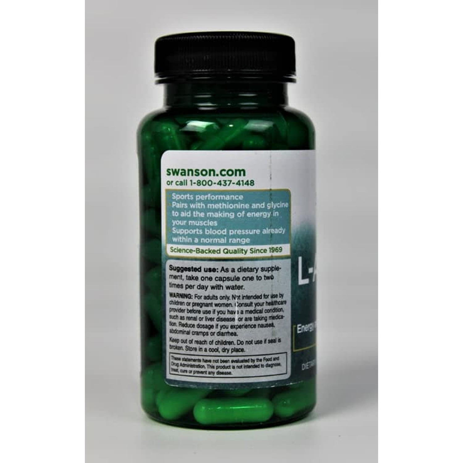 Swanson Amino Acid L-Arginine 500 Milligrams 100 Capsules (4 Pack)