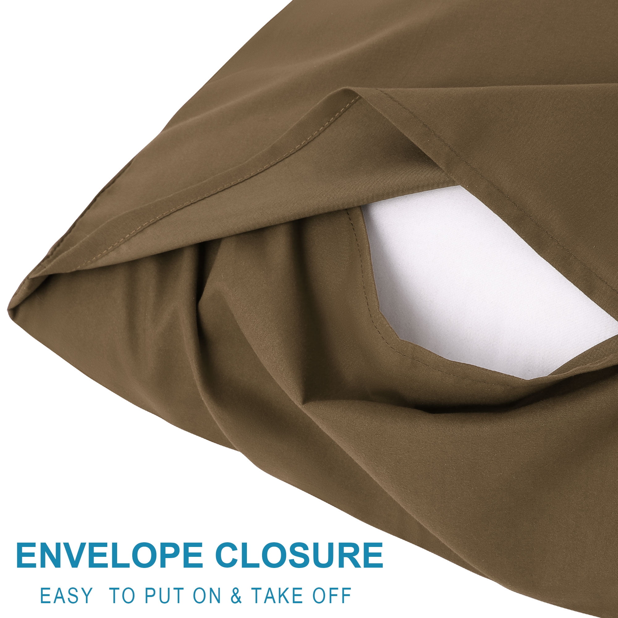 Unique Bargains 4-Pack Solid Microfiber Pillowcases Brown Standard(20"x26")