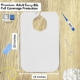 thumbnail image 4 of 12 Pack Premium Adult Bibs - bibs for adults Men, Women; Eating Cloth for Elderly Seniors and Disabled, Adjustable, Terry bib Clothing Protectors, Machine Washable, White, 4 of 6
