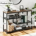 thumbnail image 3 of Ataucjin Console Table, 4-Tier Sofa Tables Narrow Entryway Table with Glass Shelf and Metal Frame, 39.4" Behind Couch Table Industrial Hallway Table for Living Room, Foyer, Bedroom, Rustic Brown, 3 of 9