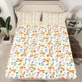 thumbnail image 2 of Feelyou Kids Cartoon Fox Twin Sheet Sets, Flower Leaf Plant Bedding, 3 Pieces, 2 of 7