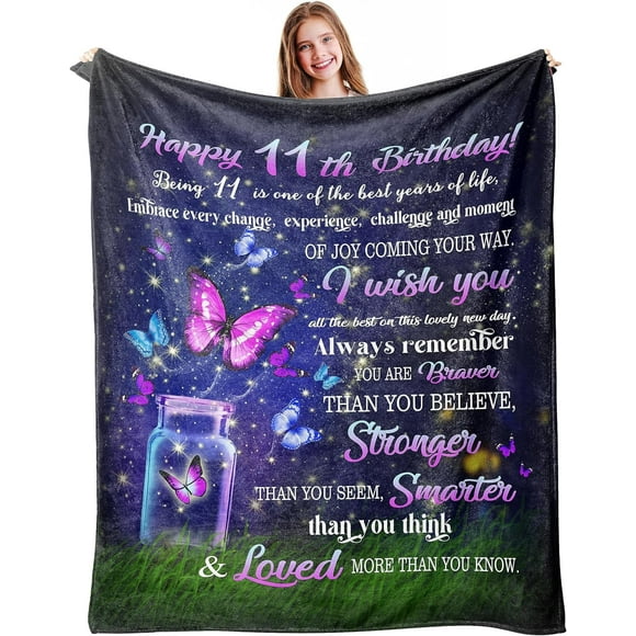 LHSHID Sweet 11 Birthday Decorations 11th Birthday Gifts for Girls Gifts for 11 Year Old Girl 11 Year Old Girl Gift Ideas Sweet Sixteen Gifts for Girls 50x60in