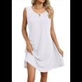thumbnail image 3 of Vestido de Verano para Mujer, Color Liso, Cuello Redondo, Plisado, Sin Mangas, con Bolsillos, , Talla M, 3 of 9