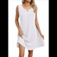 thumbnail image 3 of Vestido de Verano para Mujer, Color Liso, Cuello Redondo, Plisado, Sin Mangas, con Bolsillos, , Talla XL, 3 of 9