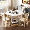 thumbnail image 4 of Costway Dining Chair Set of 4 with Rubber Wood Frame & Leaf-shape High Back for Kitchen White, 4 of 9