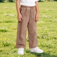 thumbnail image 2 of Krdevn Kids' Solid Color Cotton Gauze Pants, Elastic Waist Loose Wide Leg Summer Pants,Coffee, 2 of 6