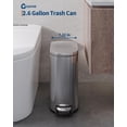thumbnail image 2 of 2.6 Gallon Bathroom Trash Can, Space-Saving Slim Stainless Steel Step-On Garbage Bin with Soft Close Lid, Removable Inner Bucket for Bathroom & Bedroom, Silver, 2 of 7