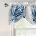 thumbnail image 5 of Summer Tie Up Valances Curtain, Adjustable Kitchen Ocean Blue Geometric Texture Conch Starfish Wood Grain Valances for Windows Decor, Rod Pocket Short Curtains Set for Bedroom/Bathroom, 54"x18", 5 of 9