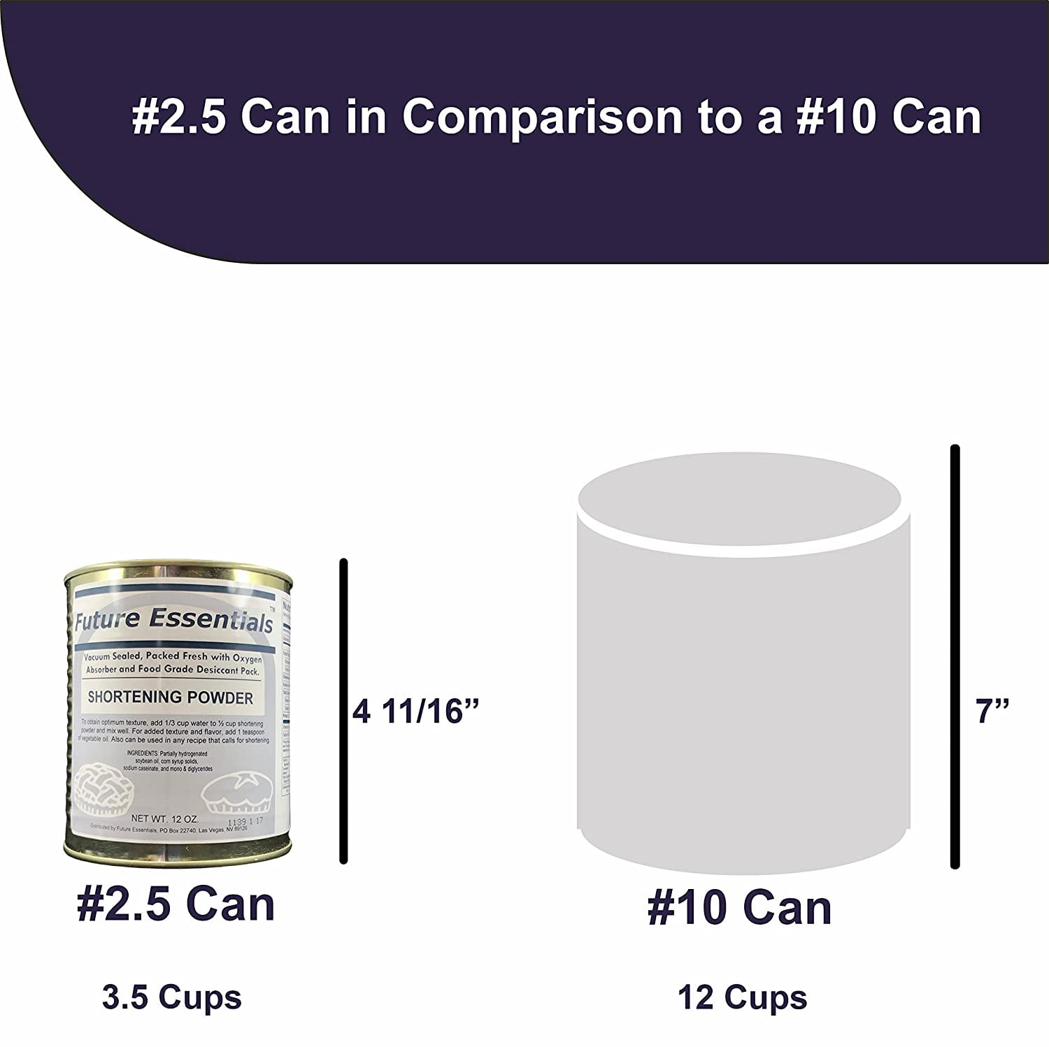 Future Essentials Canned Shortening Powder 6 Cans (#2.5 Can) | Shelf Stable Emergency Food Supply | Long-Term Storage, Baking & Cooking, Camping & Survival Essentials