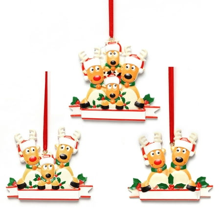 

Festive Atmosphere Elk Deer Family Pendants Hanging Ornaments Plastic Cute DIY 3PCS Resin Figurine Christmas Decor
