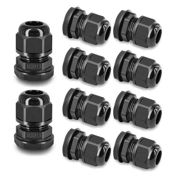 GREENCYCLE 10 PCs Cable Glands Joints IP68 Waterproof 20mm Diameter Titting Hole Weatherproof 6-12mm Range Black Cable Connector