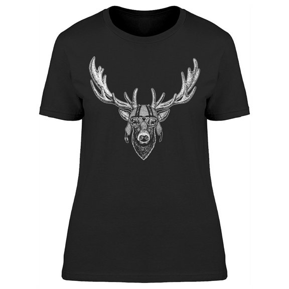 Deer Motorcycle Helmet T-Shirt Women -Image by Shutterstock, Female x-Large
