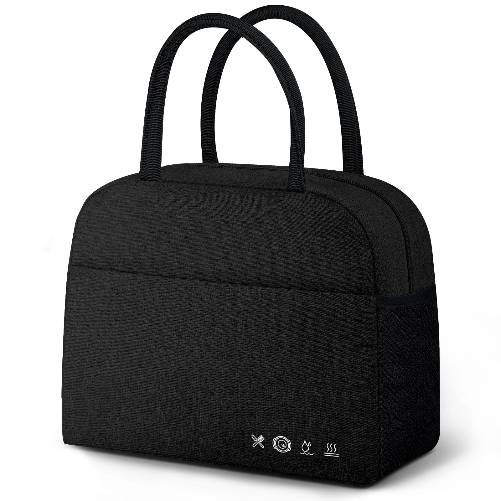 MOLYKA Lunch Bag - Insulated Lunch Box Durable Reusable Lunch Bag Adult Tote Bag for Men, Adults, Women (Black)