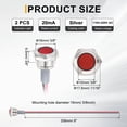 thumbnail image 2 of Uxcell 2Pcs 16mm Indicator Light, 110V-220V AC LED Metal Signal Lamp Waterproof,Red, 2 of 6