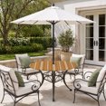 thumbnail image 2 of Round Outdoor Tablecloth with Umbrella Hole and Zipper, Boho Burnt Orange Tablecloth with Elastic Waterproof, Minimalist Farmhouse Striped Patio Table Covers for 36" - 44" Picnic Pool Tables, 2 of 9
