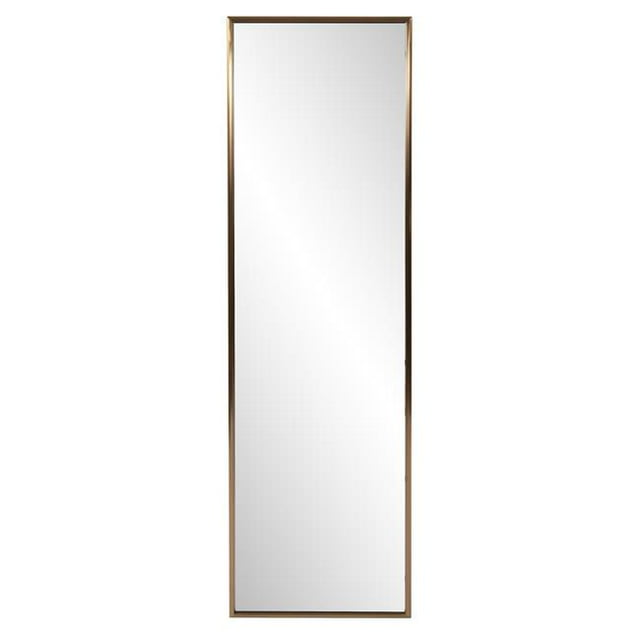 HomeRoots 401206 Antiqued Brushed Brass Rectangular Full Length Wall Mirror