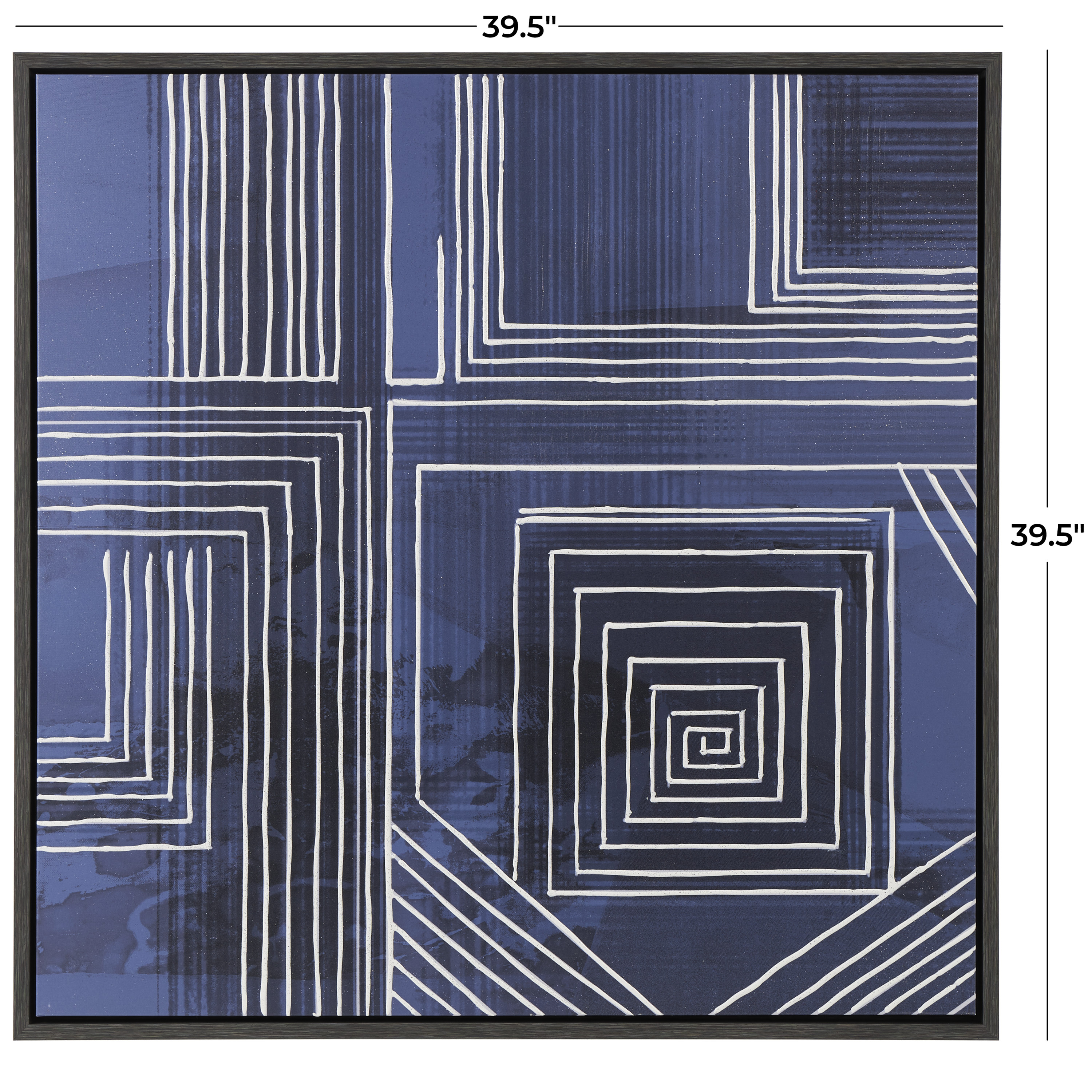 40" x 40" Geometric Framed Wall Art with White Square Outlines, by DecMode
