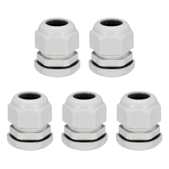 5Pcs PG21 Cable Gland Waterproof Joint Adjustable White for 9mm-16mm Dia Wire