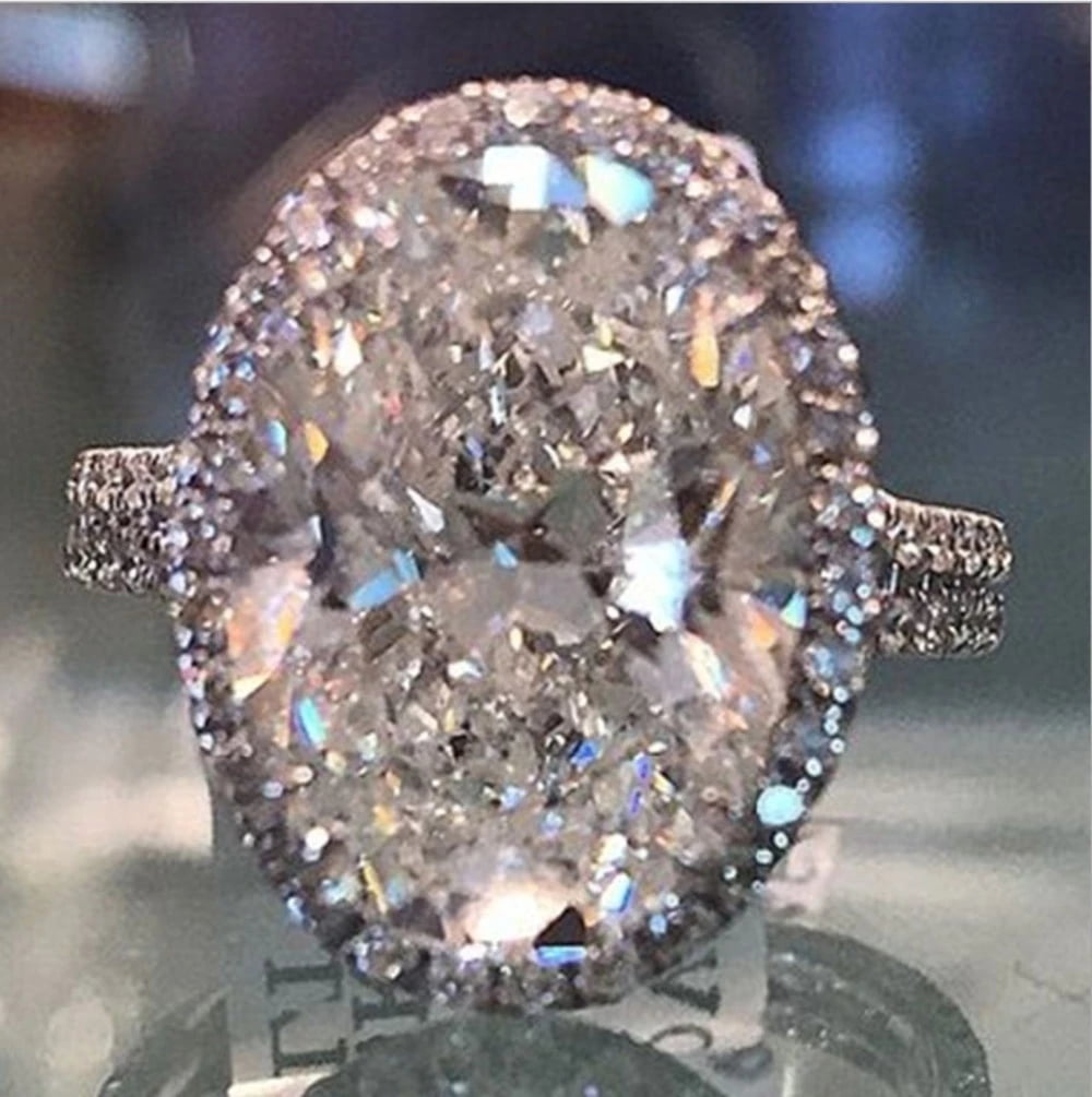 Deluxe Crystal Woman Big Zircon Ring Set Bride Boda Ring Las Deluxe Crystal Woman Big Zircon Ring Set Bride Boda Ring Las