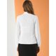 thumbnail image 5 of Blusa con cuello de gargantilla para mujer Allegra K manga larga camisa de trabajo con cuello vuelto blanco XS, 5 of 6