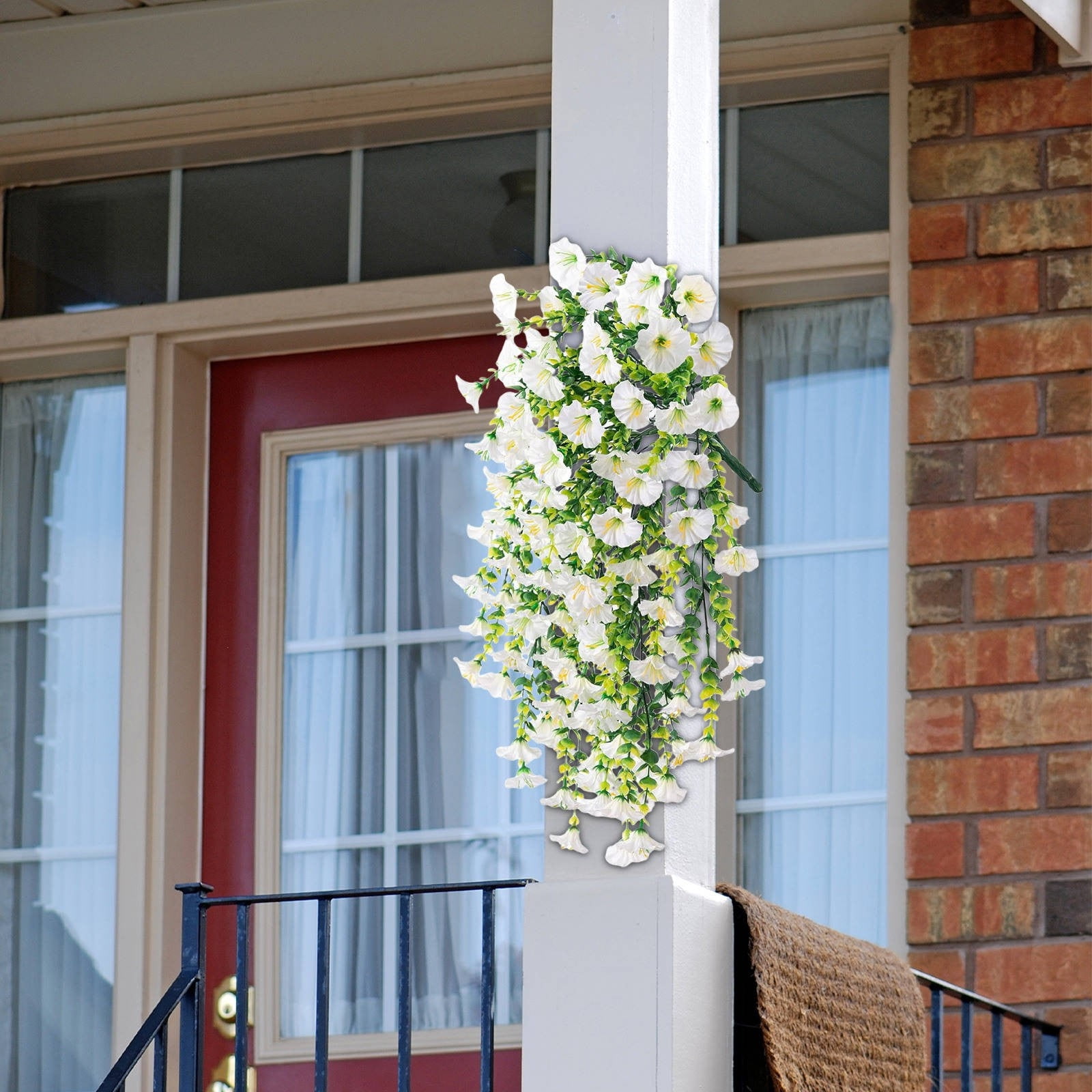 Elainilye Hanging Morning Glory Artificial Flower, Artificial Flowers for Outdoor, Hanging Baskets Fake Flowers for Home Porch Patio Balcony