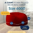 thumbnail image 3 of Ultimate Sack 6000 6-Foot Bean Bag Chair Oversized Foam Lounger, Red Suede Cover, 3 of 7