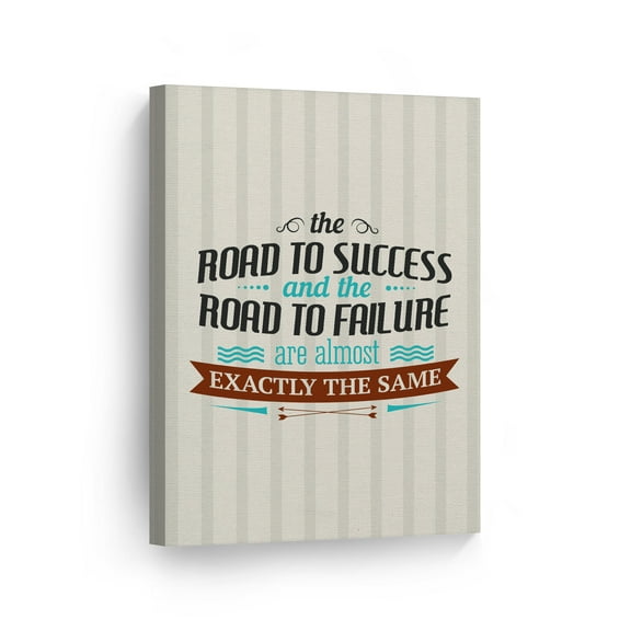 Smile Art Design The Road to Success and The Road to Failure Lettering Motivational Canvas Wall Art Inspirational Wall Art Entrepreneur Quote Canvas Print Modern Office Decor Gift Ready to Hang 12x8