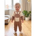thumbnail image 4 of Loicainy Infant Baby Boy Fall Outfit 3 6 12 18 Months Contrast Colors Ribbed Long Sleeve Rompers Overalls Clothes Set, 4 of 9