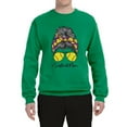 thumbnail image 3 of Messy Bun Softball Mom Life Game Day Vibes Sports Lover | Mother's Day Sports Unisex Crewneck Sweatshirt, Kelly, L, 3 of 5