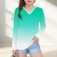 thumbnail image 3 of Avrntaa Girls V Neck Fall Tops Long Sleeve Ombre Loose T-Shirt Lightweight Going Out Tees, 3 of 8
