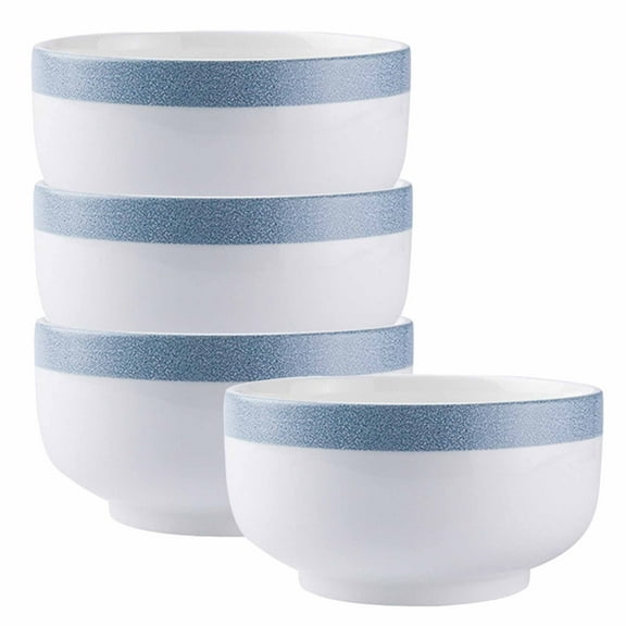 Qeeadeea Ceramic Cereal Bowls Set, 5inch Miso Soup Bowls, Porcelain Bowl, Microwave Safe Bowls-blue and white-Set of 4
