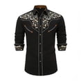 thumbnail image 2 of Conairie Western Shirts for Men Embroidered Cowboy Shirts Button Down Long Sleeve Shirt with Floral Design Black2 XXL, 2 of 6