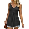 thumbnail image 2 of Women's Flowy Pleated Ruffle Sleeveless V Neck Tank Top Casual Summer Tunic Blouse Comfortable Shirt, 2 of 5