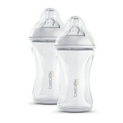 Bebek 8 oz, Graduated in Ounces and ML Patented Anti Colic Clear BPA-Free Bottle, w/ Easy to Clean Sense-Flo Hospital Grade Silicone nipples ( 2 Pack)