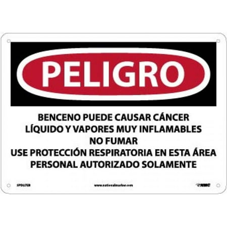 NMC Signs Spd27Eb, Benzene May Cause Cancer Highly Sign - Spanish, 10 X 14, Fiberglass