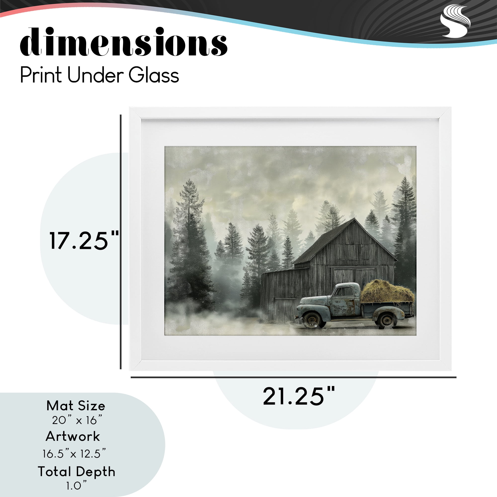 Stupell Industries Vintage Pickup at Misty Barn White Framed Print Under Glass, design by Imagine It Images