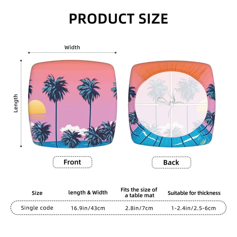 Logiee Beach with Palm Trees Print Square Chair Seat Covers